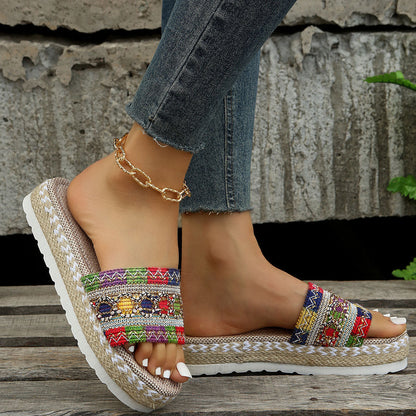 Sandalias de colores de plataforma alta para mujer