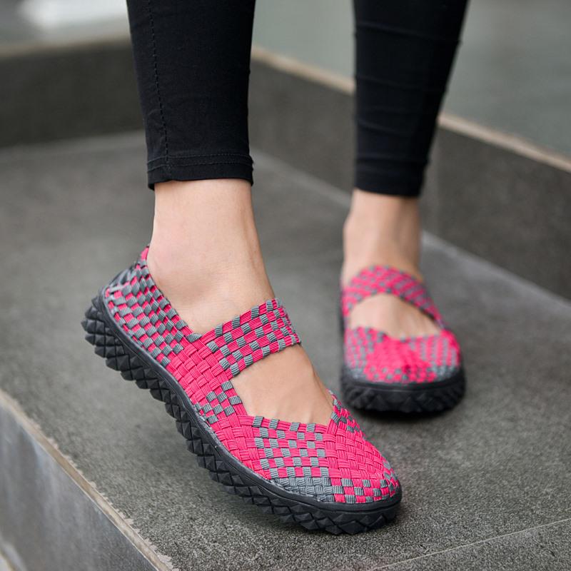 Mujeres Slip On Zapatos para caminar Tejido Elástico