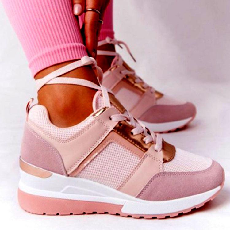 Sneakers Platform Wedge Heel Casual Shoes Lace-up Mesh Sneakers - Trendha