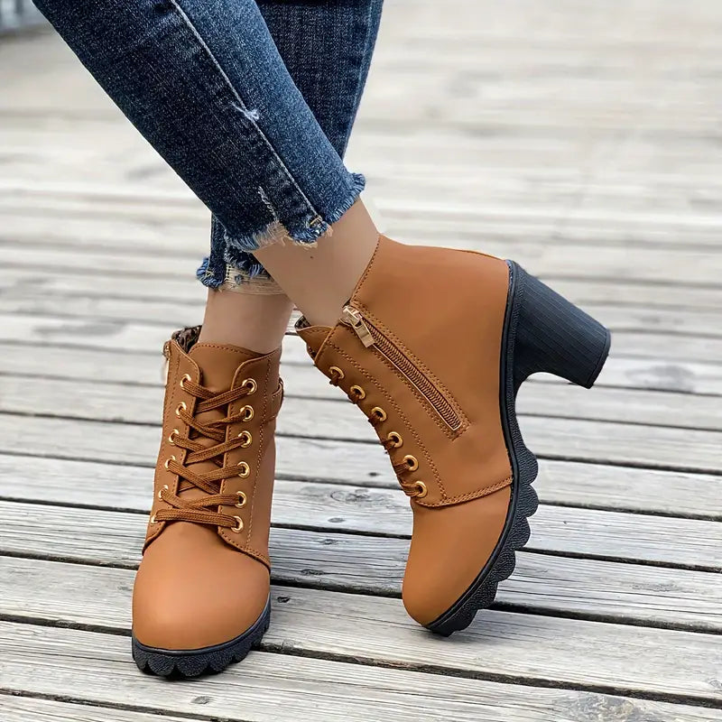 Ryder Lace-Up Heeled Booties