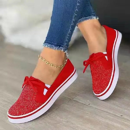 Womens Breathable Bow Slip On Sneakers