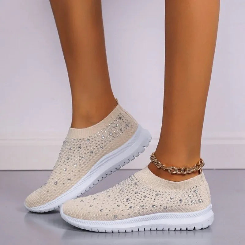 Vulcanized Shoes Sneakers Women Trainers Knitted Sneakers Ladies Slip-on