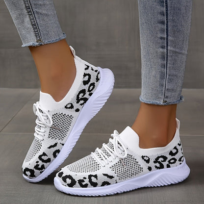 Zapatillas de malla con estampado de leopardo para mujer