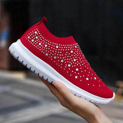 Vulcanized Shoes Sneakers Women Trainers Knitted Sneakers Ladies Slip-on