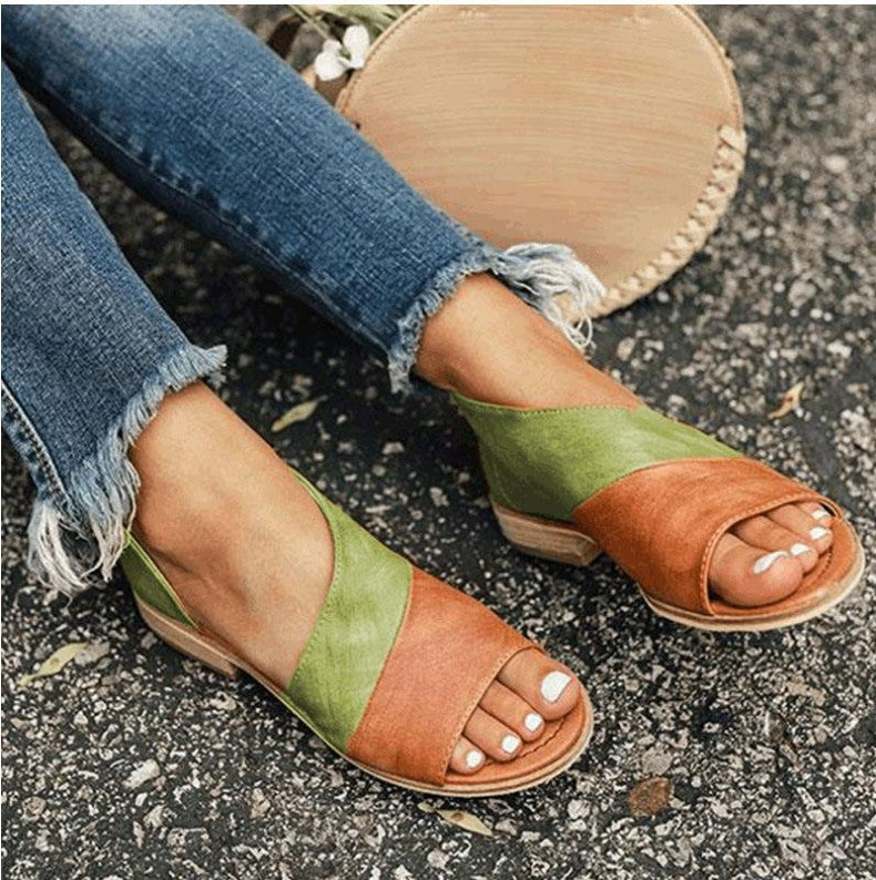 Contrasting Flat Sandals  sandals Thecurvestory