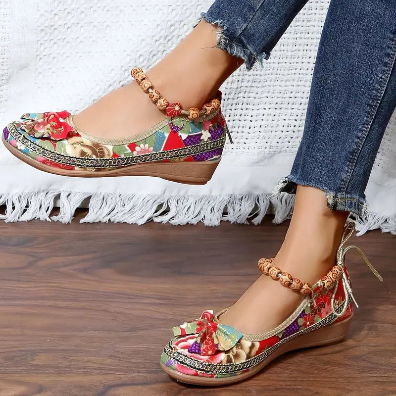 Zapatillas planas de mujer con estampado floral