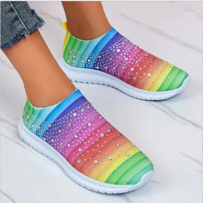 Vulcanized Shoes Sneakers Women Trainers Knitted Sneakers Ladies Slip-on