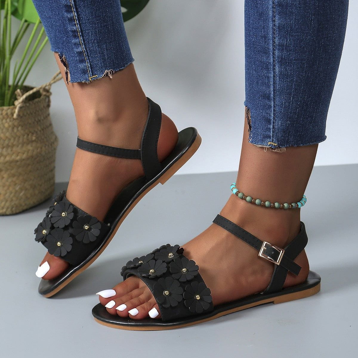 Sandalias Casual Retro Flores