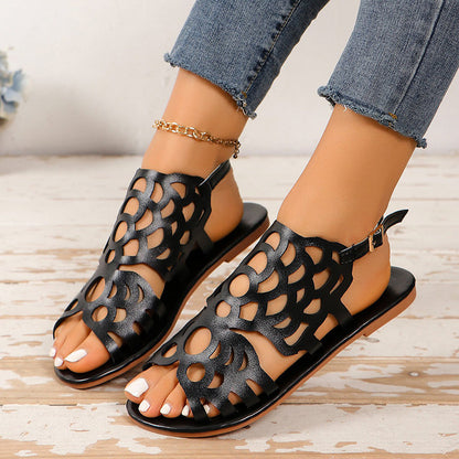 Sandalias planas gladiadoras para mujer