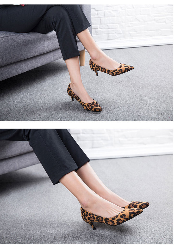 Suede Sexy leopardo mujeres zapatos kitten heels