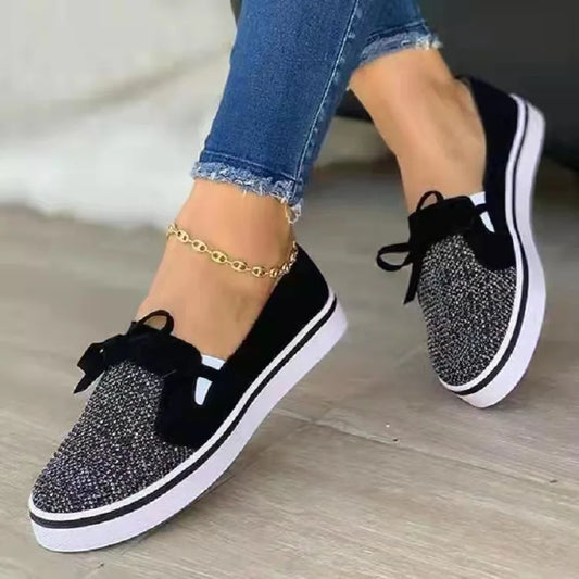 Womens Breathable Bow Slip On Sneakers