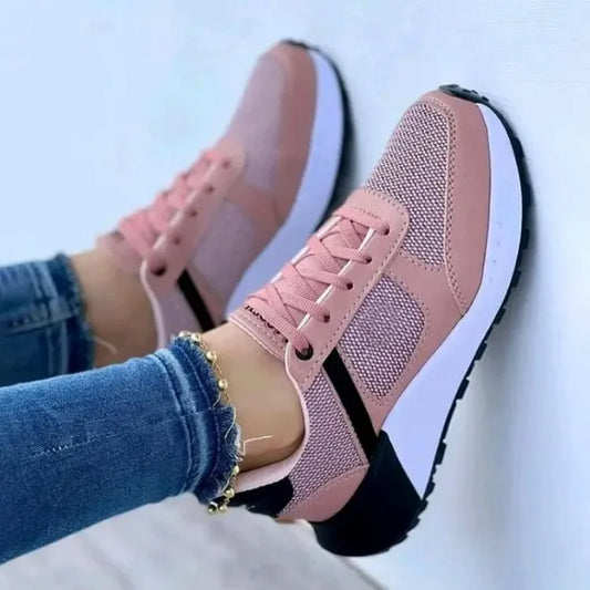 Zapatos de viaje para mujer Zapatillas de cuña con cordones delanteros