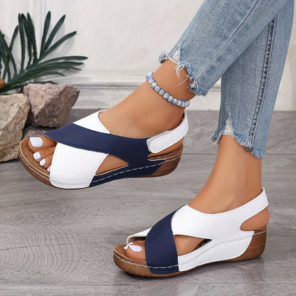 Sandalias ortopédicas con cuña de color para mujer