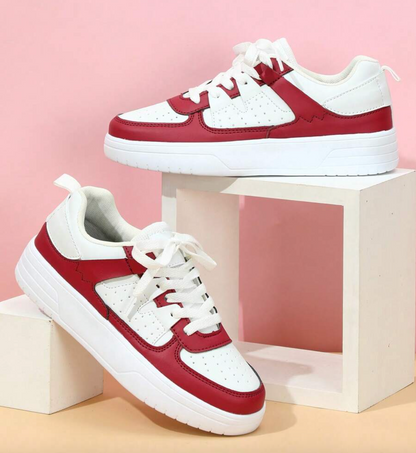 Womens Contrast Color Flat Sneakers