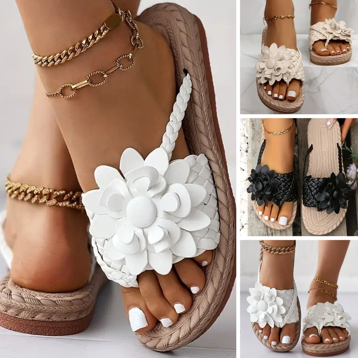 Zapatillas estilo boho con flores