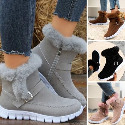 Botas de Nieve para Mujer Calzado Casual Botas de Algodón Acolchadas de Terciopelo