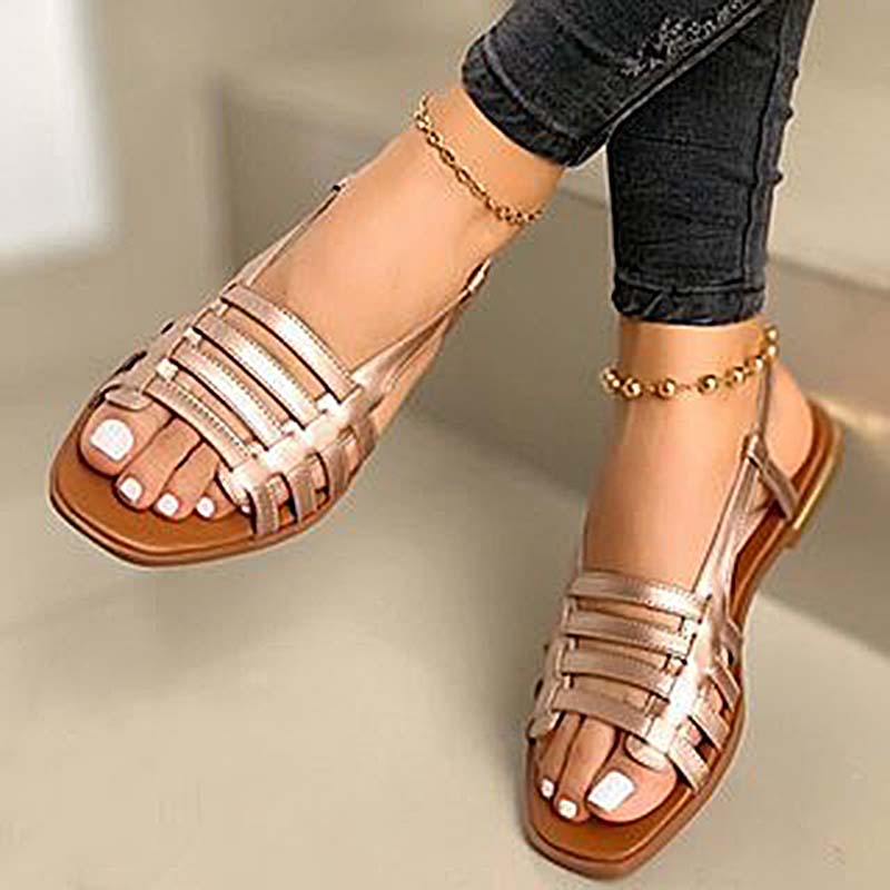 Womens Ankle Strap Wide Fit Flat Sandals Señoras