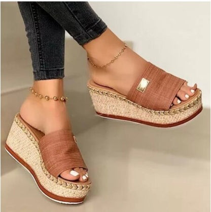 Sandalias planas de piel para mujer Walking