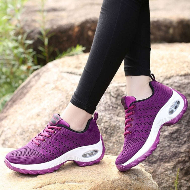 Mujeres Casual Sport Trainer Transpirable Running Sneakers Lace Up Shoes