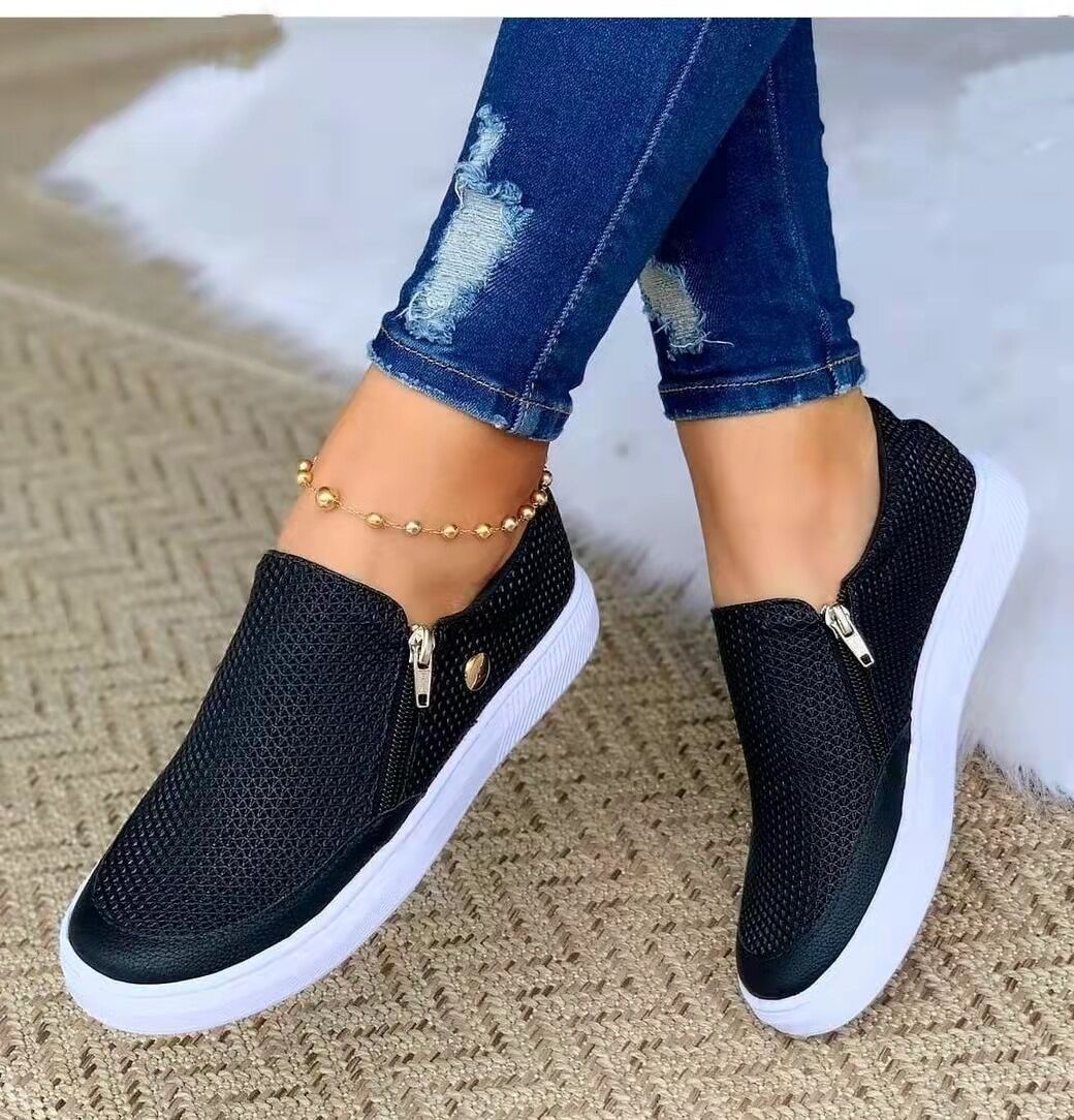 Mujeres Comfy Slip On Flat Trainers Sneakers