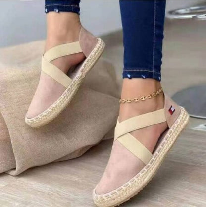 Sandalias planas de piel para mujer Walking