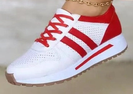 Zapatillas de deporte para mujer Plataforma de piel transpirable