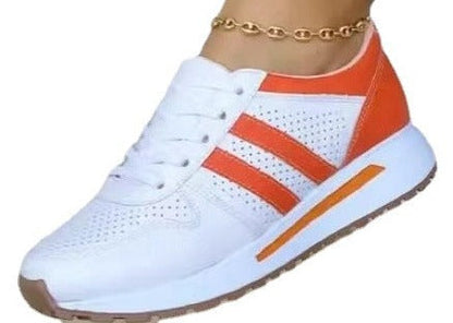 Zapatillas de deporte para mujer Plataforma de piel transpirable