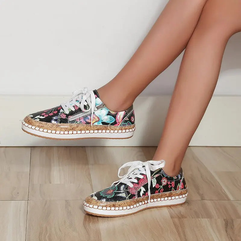 Zapatillas vulcanizadas de mujer con estampado floral