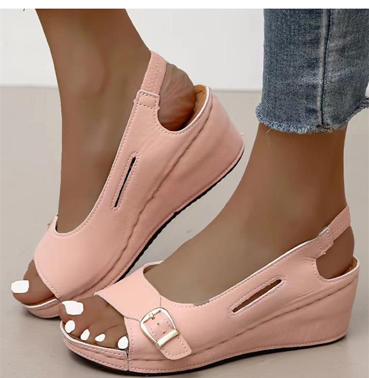 Sandalias casual y clásicas con tacón bajo de cuña