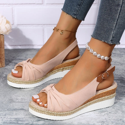 Sandalias de cuña de tacón bajo para mujer