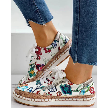 Zapatillas vulcanizadas de mujer con estampado floral