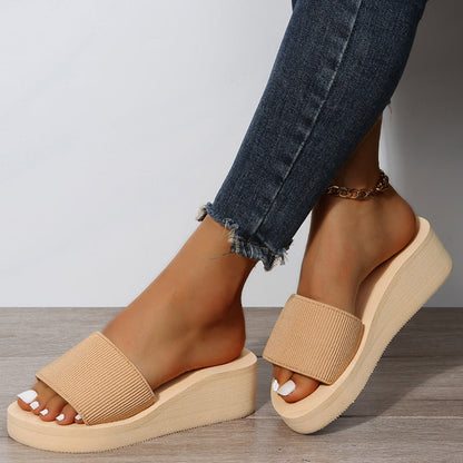 Sandalias de punto con cuña para mujer