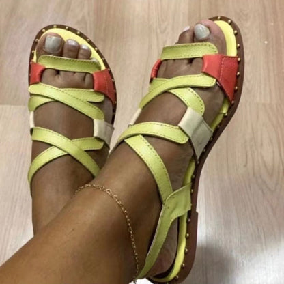 Sandalias de piel con tiras para mujer