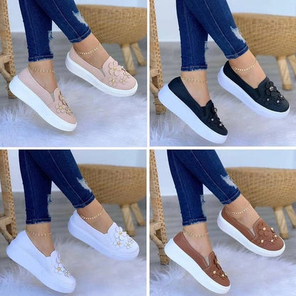 Womens Casual Floral Loafers Sneakers