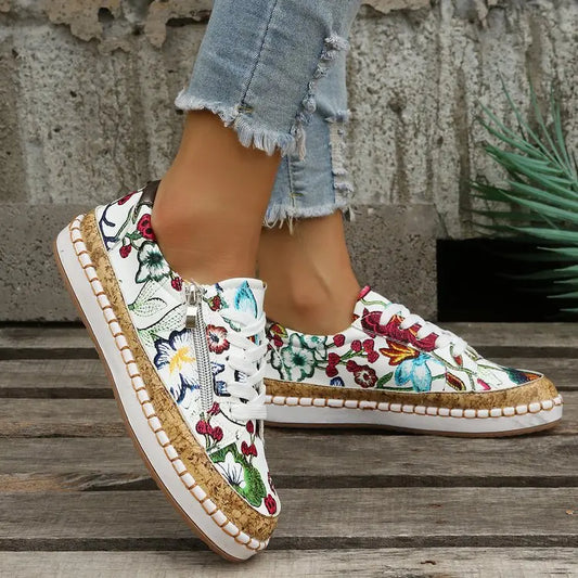 Zapatillas vulcanizadas de mujer con estampado floral