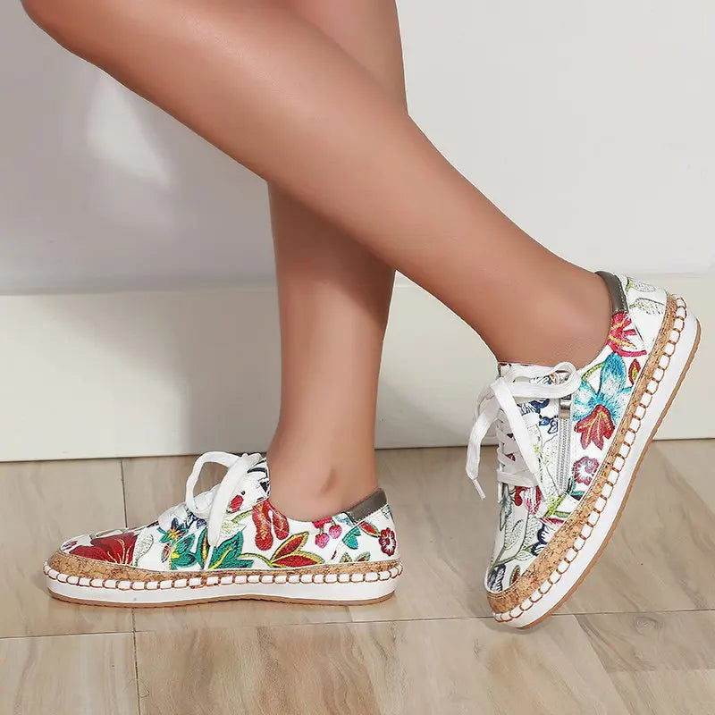 Zapatillas vulcanizadas de mujer con estampado floral