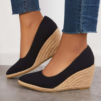 Suisecloths Platform Espadrilles Wedge Sandals Closed Toe Slip on Pumps Oshnow