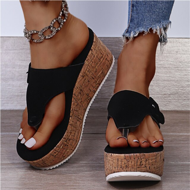 Verano Flip Flops Zapatos Mujer Cuña Plataforma Sandalia