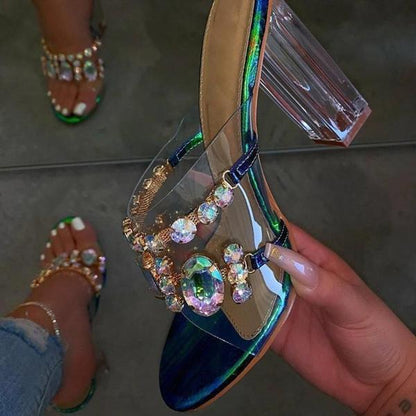 Tacones gruesos transparentes