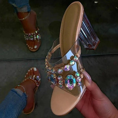 Tacones gruesos transparentes