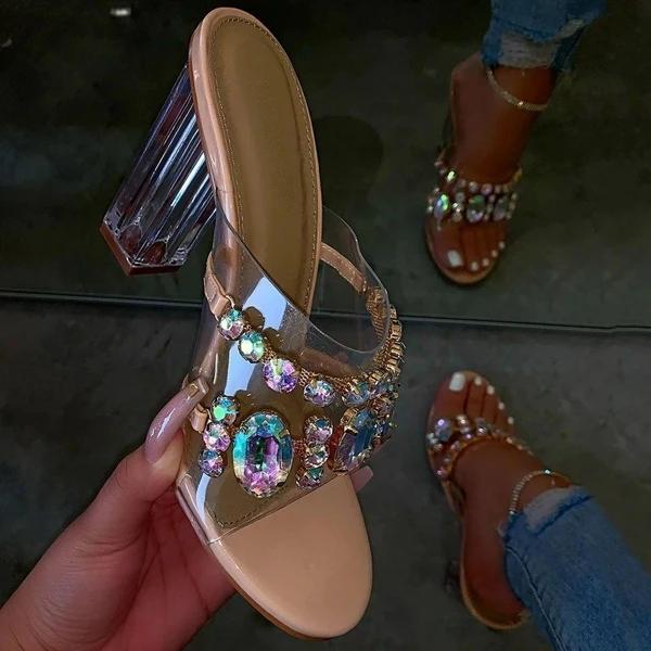 Tacones gruesos transparentes