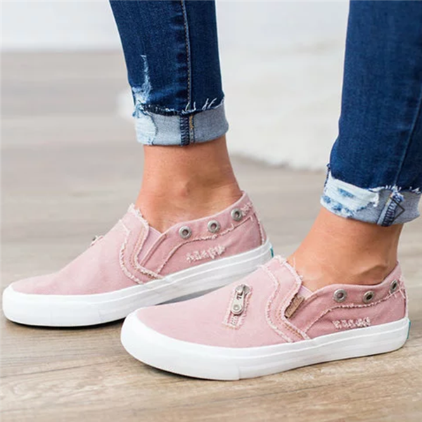 Zipper-Decorate Flat Slip-on Sneakers Oshnow