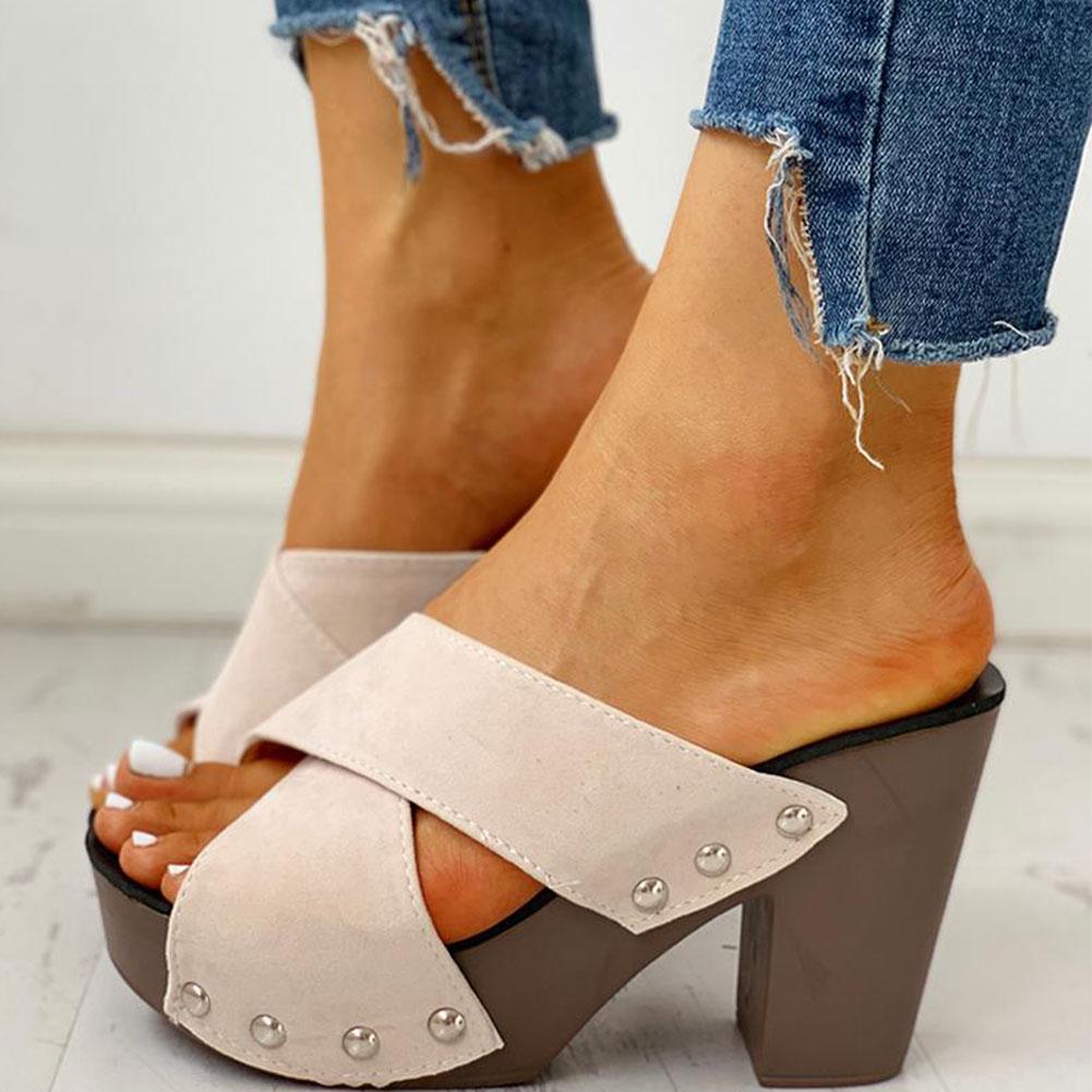 Sandalias con tacón en bloque Peep Toe