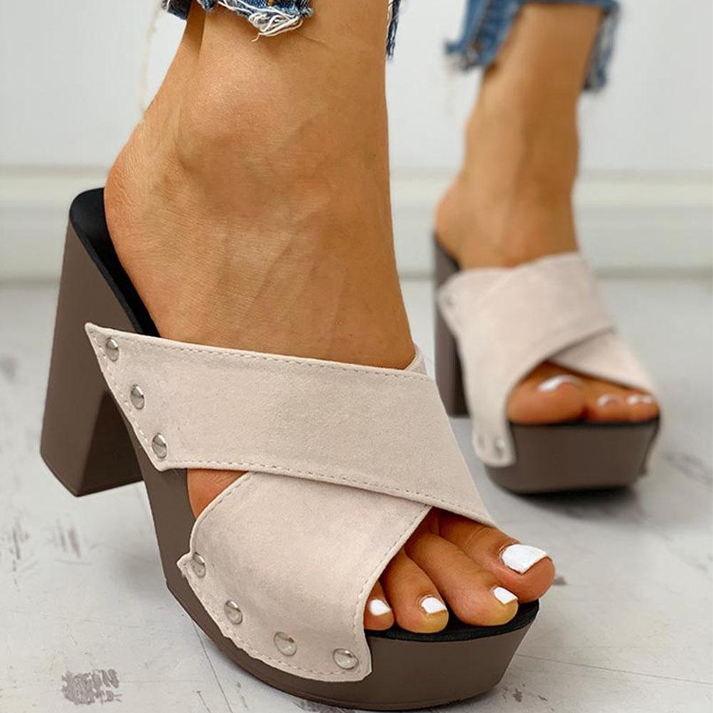 Sandalias con tacón en bloque Peep Toe