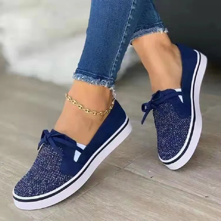 Womens Breathable Bow Slip On Sneakers