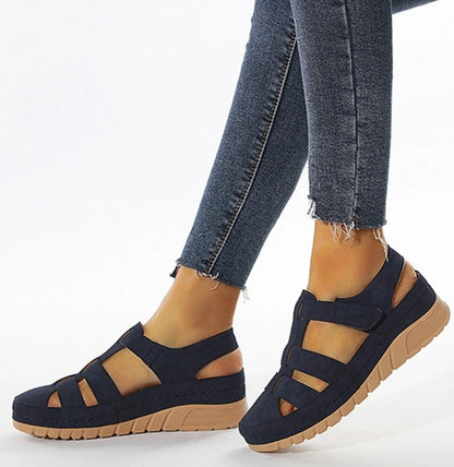 Sandalias ortopédicas casuales de velcro con cuña para caminar