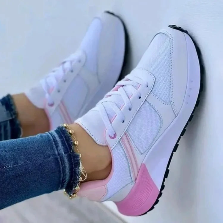 Zapatos de viaje para mujer Zapatillas de cuña con cordones delanteros