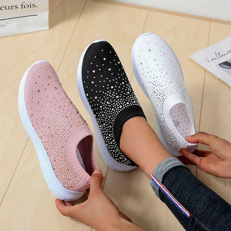 Vulcanized Shoes Sneakers Women Trainers Knitted Sneakers Ladies Slip-on