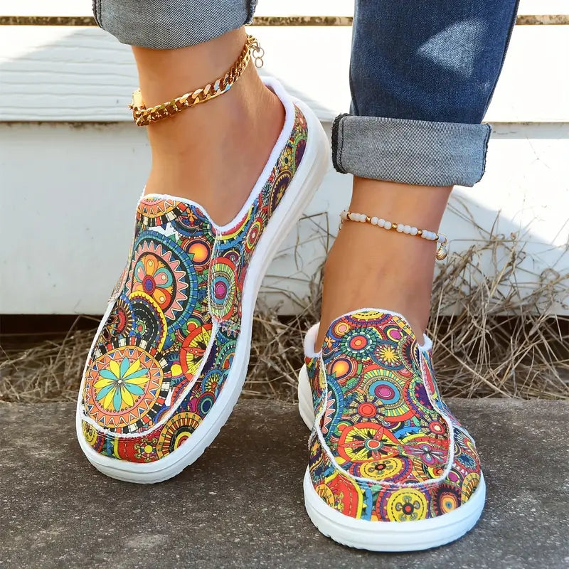 Zapatillas de mujer de lona con estampado floral