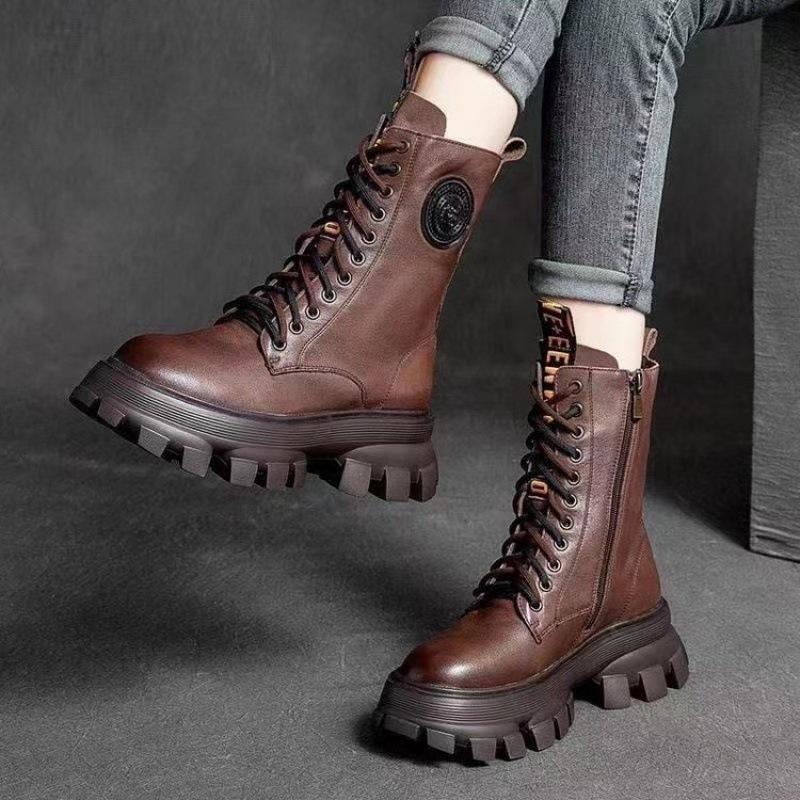 Botas de plataforma de cuero hechas a mano